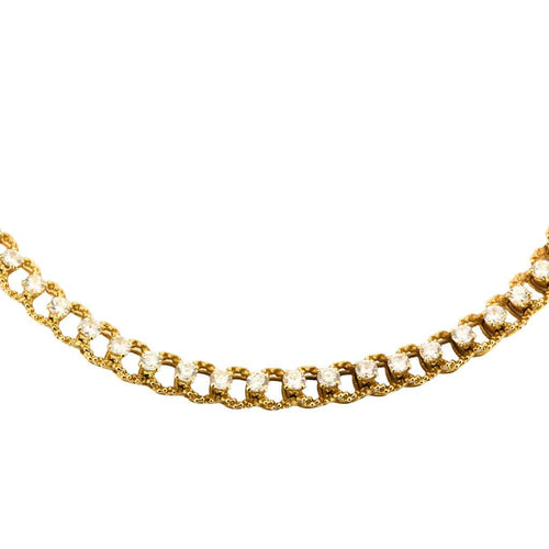 Collier Collier or jaune texturé et diamants 58 Facettes GULK222