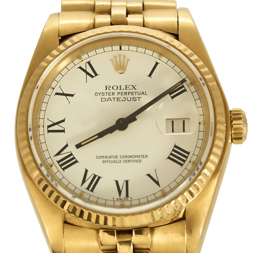 Montre ROLEX - Date perpetual Datejust - Montre en or jaune à boitier rond à mouvement automatique 58 Facettes GU250