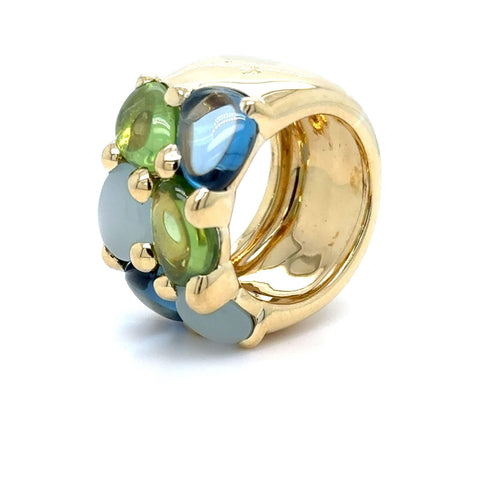 Bague 55 POMELLATO - BAGUE "SASSI" TOPAZE PERIDOT AIGUE-MARINE 58 Facettes RÉF 1_0002311/1