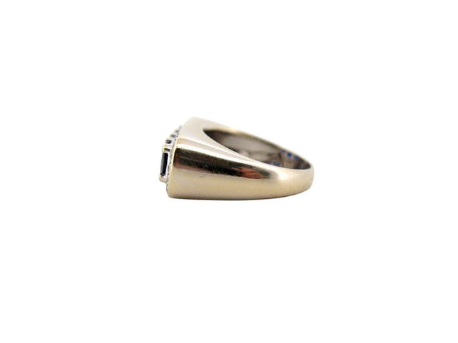 Bague 54 bague sertie 4 saphirs 2.08ct et 30 diamants 0.24ct 54 or blanc 18k 58 Facettes 267841