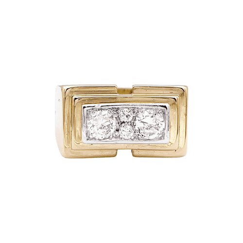 Bague 65 Bague Tank en or jaune, platine, diamants 58 Facettes 34450