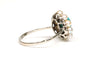Bague Art Déco en or blanc 18 carats sertie d'une turquoise et de perles