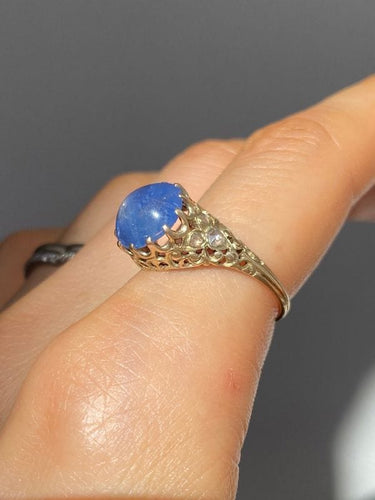 Bague 57 Bague ancienne or jaune et saphir 58 Facettes