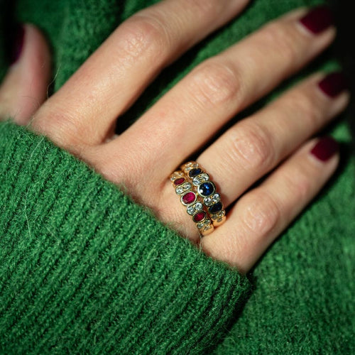 Bague 53 VAN CLEEF & ARPELS - Bague - en or jaune, diamants et saphirs 58 Facettes