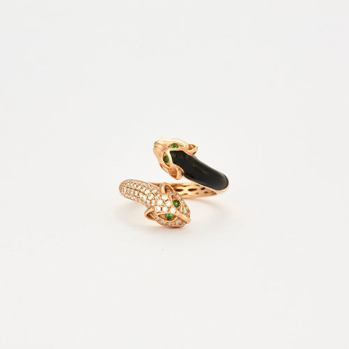 Bague 54 Bague Panthère en émail, diamants et tsavorite 58 Facettes 3253
