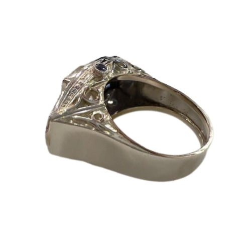 Bague 52 BAGUE DE STYLE ART DÉCO en OR 18 carats et PLATINE avec DIAMANTS ET SAPHIRS 58 Facettes Q100B
