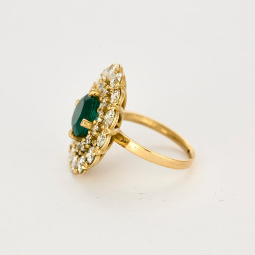 Bague Bague or jaune émeraude 3cts et diamants 4cts 58 Facettes