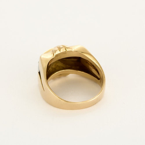 Bague 59 Bague type tank en or jaune et or gris, diamants 58 Facettes TAR1364