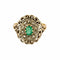 Bague 54 Bague or jaune et argent, centrée d'une émeraude 58 Facettes SMA1115