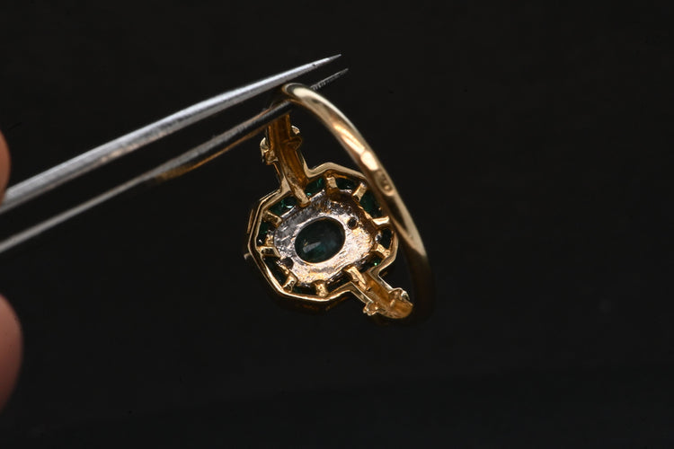 Bague 53 Gold Emerald And Diamond Ring 58 Facettes