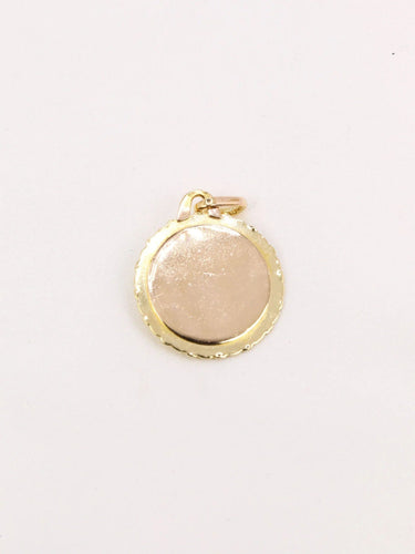 Pendentif AUGIS - Médaille amour ronde striée or jaune diamant rubis 58 Facettes J501