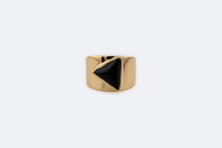 Bague 55 / 15 Alliance en or jaune avec onyx 58 Facettes anl903