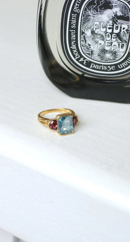 Bague 51.5 Bague Topaze et Grenats Or Jaune 58 Facettes