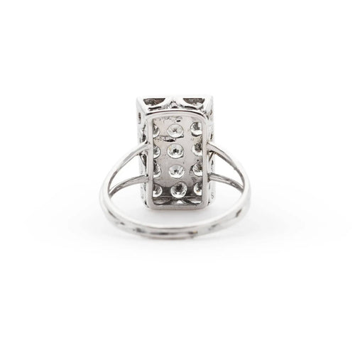Bague Bague rectangulaire en or blanc avec diamants de 0,80 carat 58 Facettes