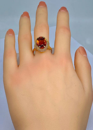 Bague Bague en or jaune 18 carats et citrine 58 Facettes AB381