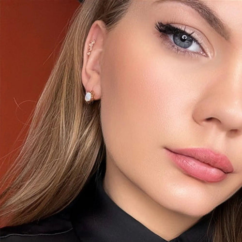 Boucles d'oreilles Puces d'oreilles or jaune 18k & Opale 58 Facettes BO-GS33660-2