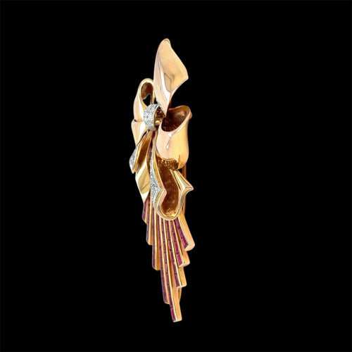 Broche Broche nœud Art déco en or rose 58 Facettes