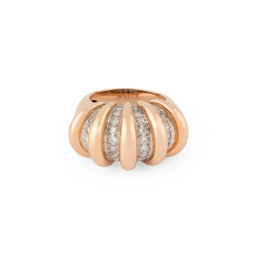 Bague Bague godronnée or rose, platine, diamants 58 Facettes 1