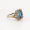 Bague Bague cocktail Art déco vintage en émail, bijoux en filigrane d'or 14 carats, pierre bleue 58 Facettes G13363