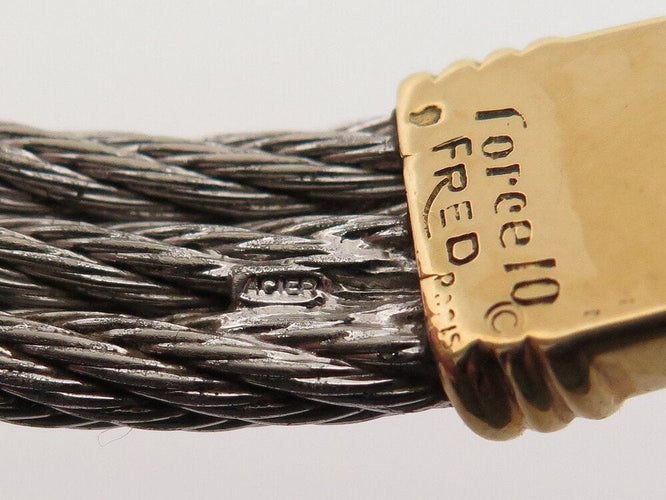 Bracelet vintage bracelet FRED force 10 cable 24 cm acier et or jaune 58 Facettes 261952