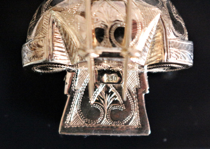 Broche Moretto Blackamoor broche or jaune 18k saphirs turquoises 58 Facettes 377