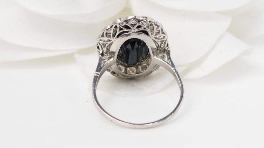 Bague 58 Bague Pompadour en platine saphir et diamants 58 Facettes 32635