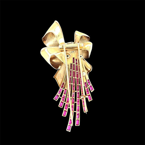 Broche Broche nœud Art déco en or rose 58 Facettes