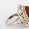 Bague 52.5 vintage Art Déco Cornaline Bague Filigrane Coeur Émail Graine Perle 58 Facettes G12334