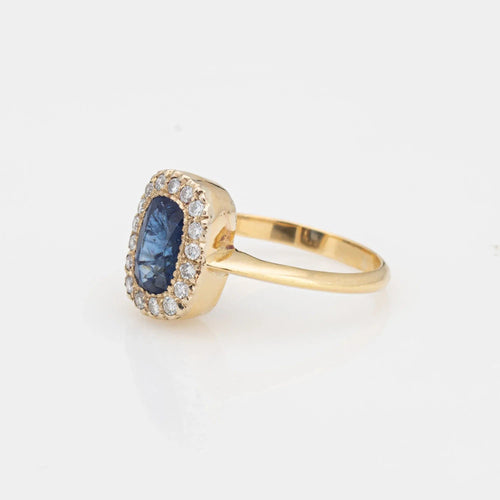 Bague 53.5 Bague Saphir Diamant Vintage Pierre Précieuse Fiançailles Or Jaune 58 Facettes G13425