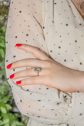 Bague 55 Bague Pompadour Or rose Aigue Marine 58 Facettes 3357371CN