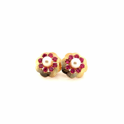 Boucles d'oreilles Dormeuses Or Jaune Rubis & Diamants 58 Facettes E3BO-GS29811-12