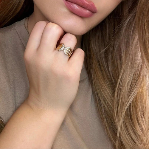 Bague 54 Bague Bandeau or jaune et diamants 58 Facettes 68-GS38386-10