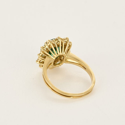 Bague Marguerite or jaune, émeraude et diamants