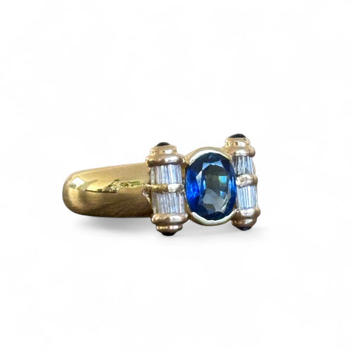 Bague 56 Bague rouleau saphirs et diamants en or jaune 58 Facettes 342