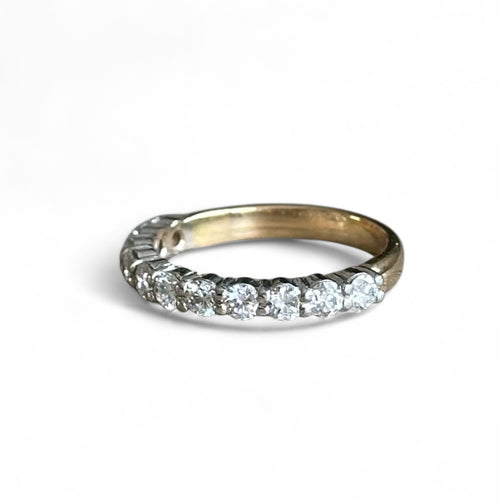 Bague 61 Demi-alliance en or 18 carats avec 11 diamants 58 Facettes 360