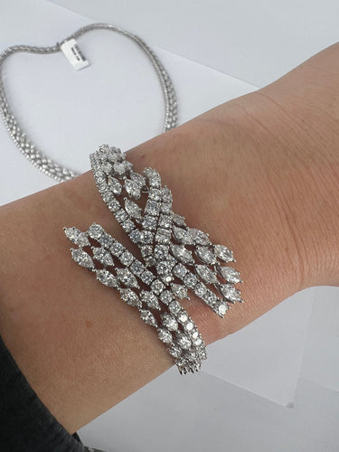 Collier Ensemble collier et bracelet en or blanc et diamants haut de gamme 58 Facettes N-136