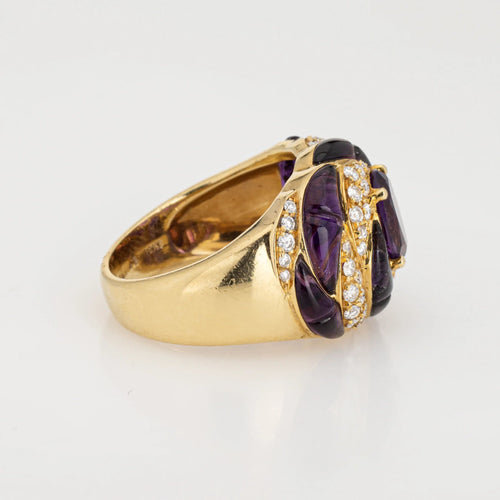 Bague 53 Bague diamant améthyste vintage or jaune calibre taille tourbillon 58 Facettes G13416