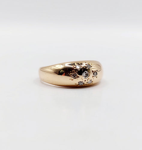 Bague 47 Bague bombée dôme or rose diamants serti étoilé (circa 1940) 58 Facettes A05459