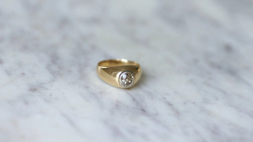 Bague Bague Jonc Or et Diamant Taille Ancienne 58 Facettes