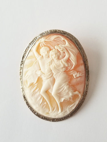 Pendentif Broche / pendentif ancienne camée or jaune et blanc 58 Facettes