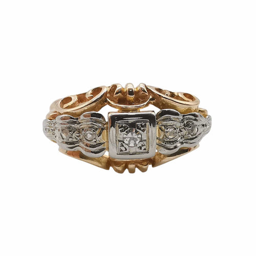 Bague vintage en or jaune & diamants