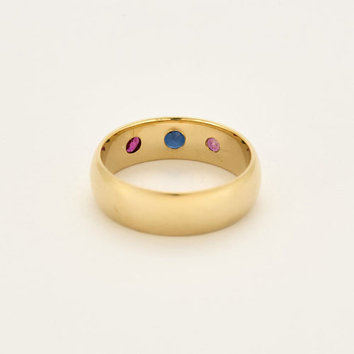 Bague 56 Anneau en or jaune, saphir et rubis 58 Facettes CHA57092