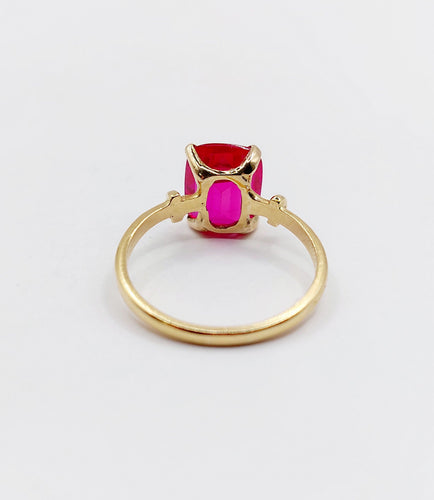 Bague 54.5 Bague cocktail Art Déco or jaune, rubis synthétique 58 Facettes A06308