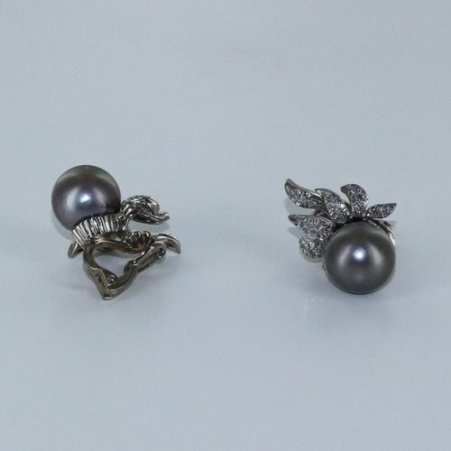 Boucles à clips perles de Tahiti et diamants