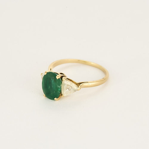Bague 61 Bague en or jaune, émeraude et diamants troidia 58 Facettes LEN1849X3