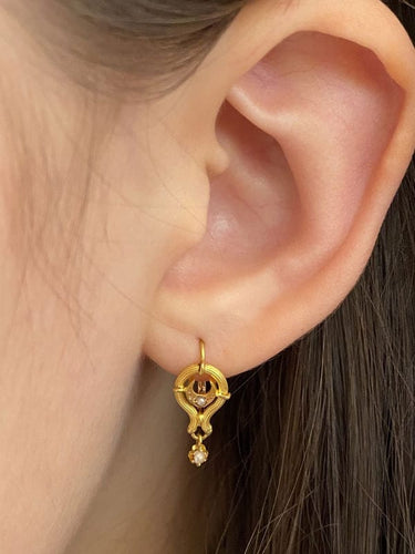 Boucles d'oreilles Boucles d'oreilles anciennes en or jaune 18k 58 Facettes