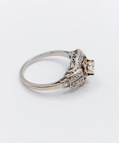 Bague 55 Bague tank Art déco en platine et diamant 0,25 carat (circa 1920) 58 Facettes A06508