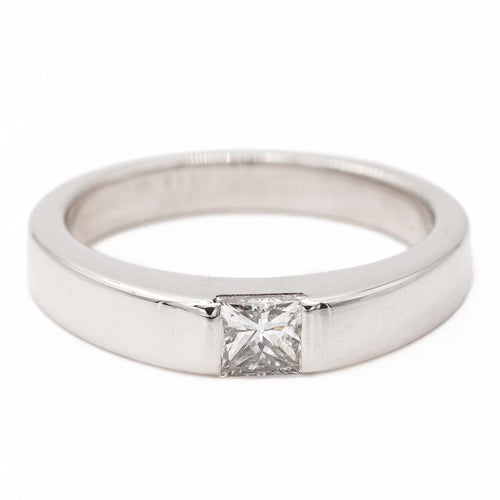Bague 49 Cartier Bague Solitaire Tank Or blanc Diamant 58 Facettes 2308539CN