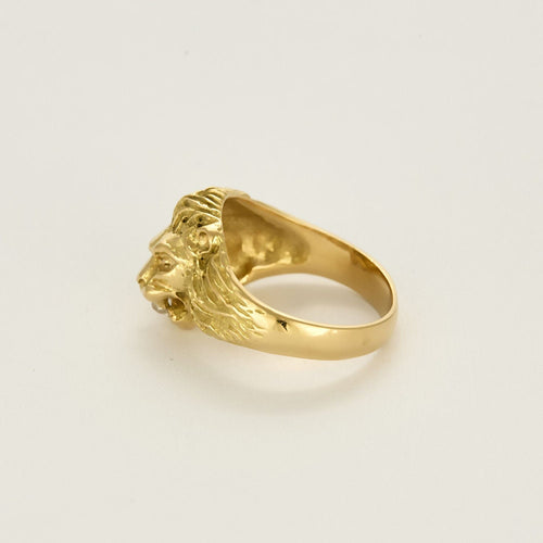 Bague 55 Bague chevalière "Lion" en or jaune 58 Facettes ROD4429X2