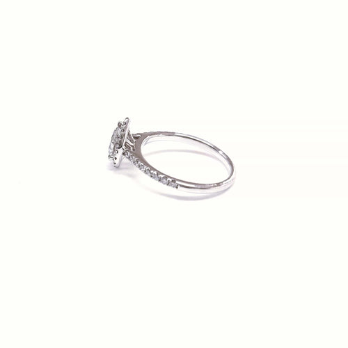 Bague 55 Bague or blanc diamant poire 58 Facettes Bag-DV.28.BELLO